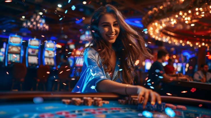 Live dealer studio with multiple camera angles showing professional blackjack table setup